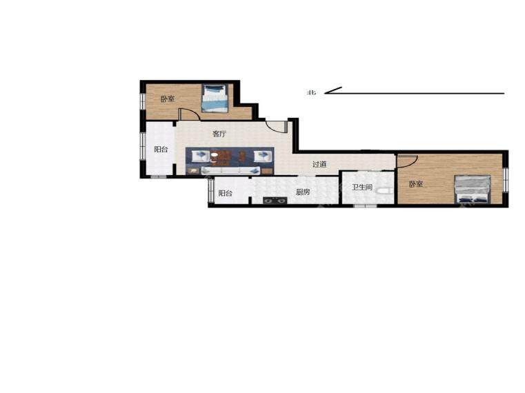 北京天资华府约82㎡整租户型图 北京天资华府约82㎡整租户型图